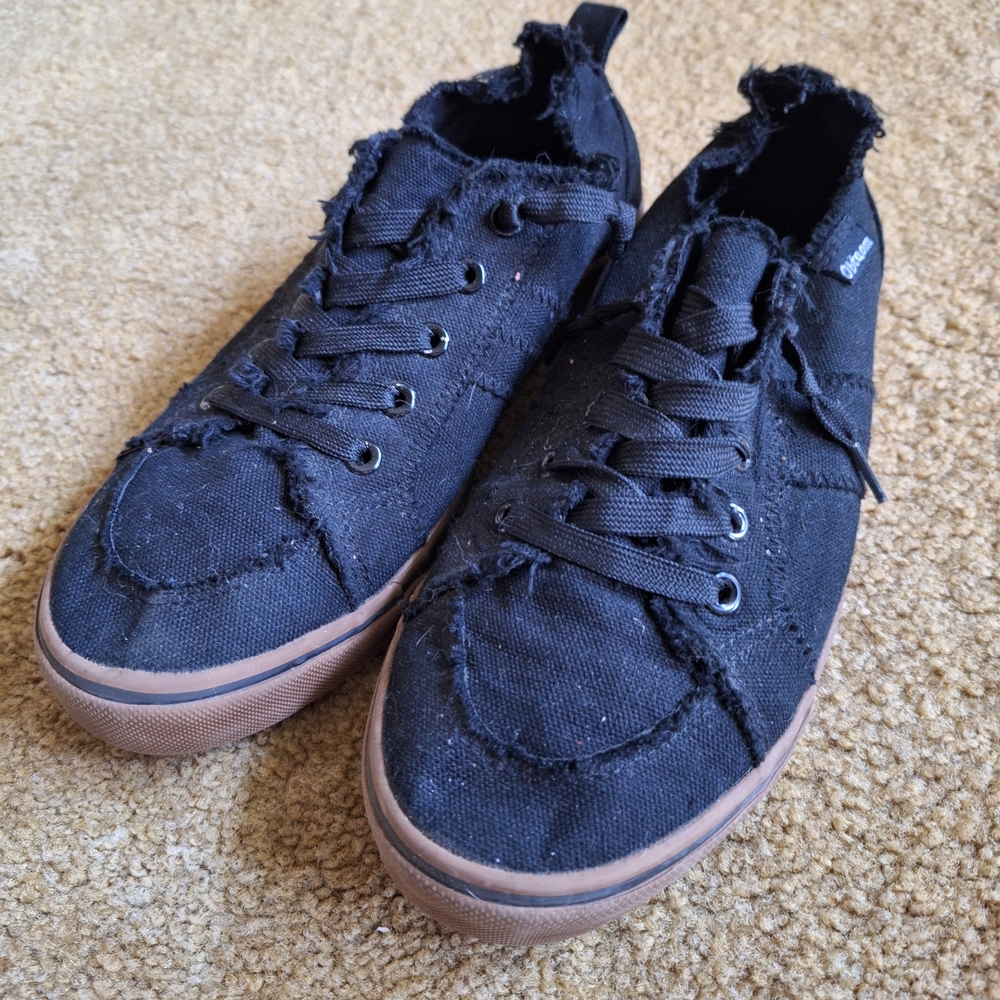 Black Distressed Canvas Sneakers